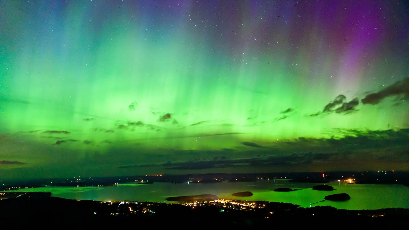 Aurora over Bar Harbor